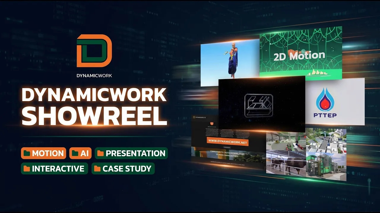 ภาพปก Dynamicwork Showreel 2025 รวมตัวอย่างงาน Animation, Motion, Presentation และ Interactive Media
